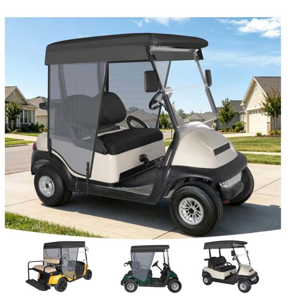 SANXIACAR Universal 2 Passenger Golf Cart Sun Shade Cover Black (U1001)
